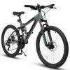 27.5 Inch Full Suspension Mountain Bike, Front and Rear Dual Shock Absorbers, Mechanical Disc Brakes, 21-Speed, Suitable for Men and Women