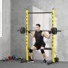 Squat Rack with Pull Up Bar and Barbell Bar Adjustable Bench Press Multi-Function Weight Lifting Half Rack, Yellow