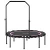 45" Rebounder Trampoline for Adults, Foldable Mini Trampoline with Adjustable Handle Bar for Indoor Outdoor, Pink
