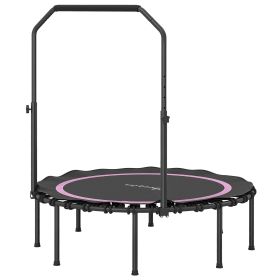 45" Rebounder Trampoline for Adults, Foldable Mini Trampoline with Adjustable Handle Bar for Indoor Outdoor, Pink