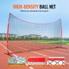 VEVOR Barricade Backstop Net, 20x10 ft Ball Sports Barrier Netting, Portable Practice Equipment with Carry Bag