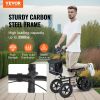 VEVOR Folding Knee Scooter, Carbon Steel Steerable Knee Walker with Height-Adjustable Handlebar & Knee Pad, 12" All-Terrain Wheel, Dual Brakes
