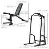 Smith Machine, Multi-Functional Power Cage w/ Adjustable Bench, Barbell Bar, Cable Pulley System, 15-Level Squat Rack