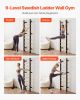 Swedish Ladder Wall Gym, 9-Level Swedish Ladder Suspension Trainer, 330LBS Loading Solid Wood + Carbon Steel Gymnastics Stall Bars for Adult