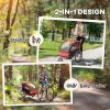 2-in-1 Bike Trailer for Kids, Foldable 2-Seat Baby Stroller with 5-Point Harness, Rubber Wheels, Storage Bag, Red