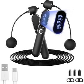 2 In 1 Adjustable Digital Intelligent Cordless Weighted Skipping Rope (Option: Black)