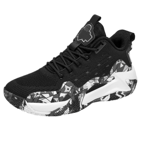 Men's Shoes Basketball Breathable Cushioning Non-Slip Sports Shoes Gym Training Athletic Basketball Sneakers Women (Color: black and white, size: 44)