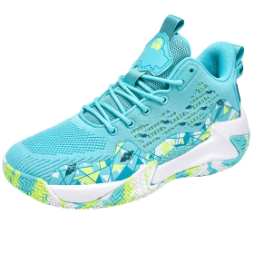 Men's Shoes Basketball Breathable Cushioning Non-Slip Sports Shoes Gym Training Athletic Basketball Sneakers Women (Color: Green, size: 40)