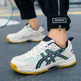 Men's and women's new fashion fashion comfortable badminton shoes anti-slip wear men's sports shoes table tennis shoes (Color: White Blue Moon, size: 38)