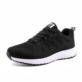 New women's woven sports shoes, breathable and casual couple sports shoes (Color: Black, size: 38)