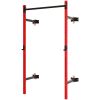 Folding Squat Rack with Pull Up Bar, Wall Mounted and Adjustable, 1000 Pounds Capacity Power Rack, Red