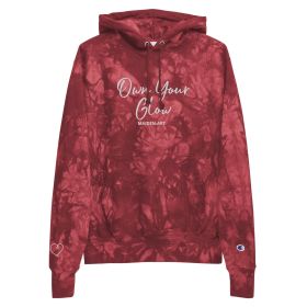 Own Your Glow Unisex Champion tie-dye hoodie with Embroidery | Champion hoodie (Color: Mulled Berry, size: M)