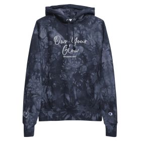 Own Your Glow Unisex Champion tie-dye hoodie with Embroidery | Champion hoodie (Color: Navy, size: XL)