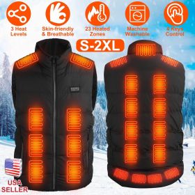 1Pc Heated Vest Men Women Heated Jacket with 23 Heating Zones 3 Heat Levels USB Powered Machine Washable for Winter Hiking Skiing Skating Outdoor Acti (size: M)