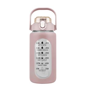 64Oz Glass Water Bottle Sports Water Bottle Motivational Water Bottle Water Intake Tracker Bottle with Straw Time Marker Silicone Sleeve Handle for Gy (Color: Coffee, size: 32oz)