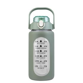 64Oz Glass Water Bottle Sports Water Bottle Motivational Water Bottle Water Intake Tracker Bottle with Straw Time Marker Silicone Sleeve Handle for Gy (Color: Green, size: 32oz)