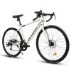 A28320RL 700C Road Bike, 16-Speed Outdoor Bike Disc Brakes, Light Weight Aluminum Frame, Racing Bike City Commuting Road Bicycle L Size for Men Women