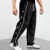 Men's Baggy Sweatpants Side Striped Track Pants Drawstring Waist Wide Leg Straight Lounge Pants with Pockets