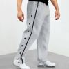 Men's Baggy Sweatpants Side Striped Track Pants Drawstring Waist Wide Leg Straight Lounge Pants with Pockets