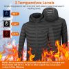 Heated Jacket Electric Heating Coat Lightweight Winter Hooded Jacket with 3-Level Heating Modes 8 Heating Zones Detachable Zipper Hood