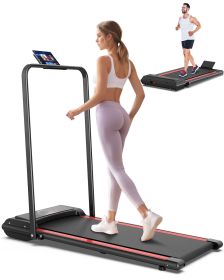 Portable Home Office Treadmill With Armrests, 265 Lbs Load Capacity, Powerful Silent Motor, 12 Programs, Remote Control (Option: Black)